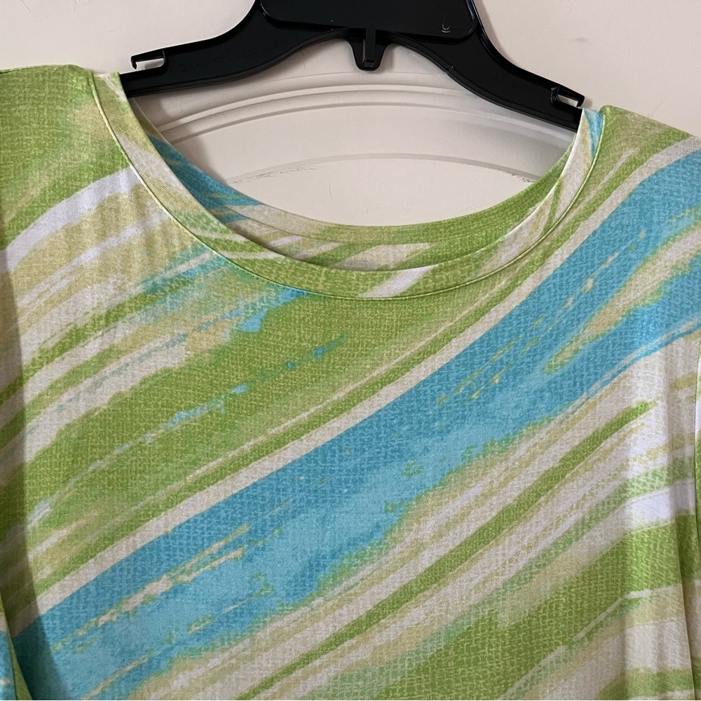 Ruby Rd. Favorites Lime Green & Turquoise Rayon Summer Blouse Women’s XL - Picture 4 of 11